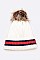 PACK OF 12 RIBBED CUFF STRIPED INTARSIA FUR POM BEANIE