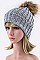 Fashionable Raccoon Fur Pom Pom Knit Beanie LA-EMH6422