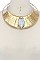 STYLISH GOLD WIRED CHOKER GEMSTONE ACCENT FASHION NECKLACE SET JYJSN2163