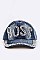 Crystal BOSS Embelished Fashion Denim Cap LA-XPA41093