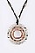 Posh Tri-Tone Hammered Ring Pendant Necklace Set LA22-QNE14229