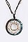 Posh Tri-Tone Hammered Ring Pendant Necklace Set LA22-QNE14229