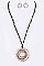 Posh Tri-Tone Hammered Ring Pendant Necklace Set LA22-QNE14229