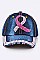 Crystal Pink Ribbon Embelished Fashion Denim Cap LA-HT277X075