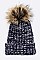 Fashionable Raccoon Fur Pom Pom Knit Beanie LA-EMH6422