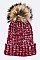 Fashionable Raccoon Fur Pom Pom Knit Beanie LA-EMH6422