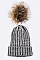 Fashionable Raccoon Fur Pom Pom Knit Beanie LA-EMH6422