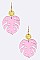 Plexiglass Palm Leaf Metallic Round Earrings