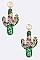 Chic Glittery Cactus Iconic Earrings