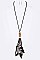 Mix Leather Leaf Tassel Necklace Set