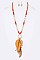 Beads Feather Fringe Leaf Pendant Necklace Set