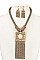 BEADED CHAIN TASSEL GEM FRAMED ORNATE NECKLACE SET