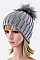 Stylish Raccoon Fur PomPom Knit Beanie LA-EMH8574