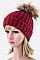 Fashionable Raccoon Fur PomPom Wool Beanie LA-EMH8589DD