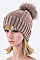 Stylish Raccoon Fur Pom Pom Cashmere Beanie