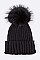 Stylish Raccoon Fur PomPom Knit Beanie LA-EMH8574
