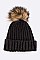 Fashionable Raccoon Fur PomPom Wool Beanie LA-EMH8589DD