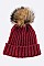 Fashionable Raccoon Fur PomPom Wool Beanie LA-EMH8589DD