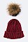 Fashionable Raccoon Fur PomPom Wool Beanie LA-EMH8589DD