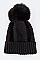 Stylish Raccoon Fur Pom Pom Cashmere Beanie