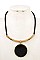 CURVED BAR CIRCLE LINK PENDANT NECKLACE SET