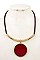 CURVED BAR CIRCLE LINK PENDANT NECKLACE SET