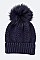 Stylish Raccoon Fur Pom Pom Cashmere Beanie