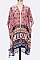 Floral Tribal Tassel Accent Kimono