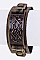 Classic Embossed Metal Tag Leather Cuff LAEML8068