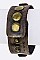 Classic Embossed Metal Tag Leather Cuff LAEML8068