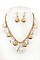 SHELL DANGLE MULTI GEM BIB NECKLACE SET