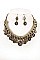 CLUSTER DISK WOVEN CHAIN BIB NECKLACE SET