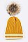 Stylish Raccoon Fur Pom Stripe Hem Beanie LA-EMH8622