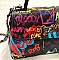 Large Graffiti Quilted Top-Handle Satchel Purse