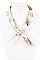 METAL ACCENT FEATHER PRINT FABRIC NECKLACE