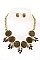 CRYSTAL GEM FACETED STONE ORNATE BIB NECKLACE SET