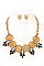 CRYSTAL GEM FACETED STONE ORNATE BIB NECKLACE SET