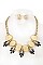 CRYSTAL GEM FACETED STONE ORNATE BIB NECKLACE SET