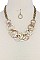 FASHIONABLE MULTI TONE CIRCLE LINKS STATEMENT NECKLACE SET JYHNE1925