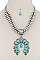 CHIC TURQUOISE CLUSTER PENDANT IN SILVER BEAD FASHION NECKLACE SET JYHNE2689