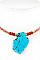 GEMSTONE PENDANT GLASS BEAD CHOKER NECKLACE