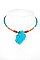 GEMSTONE PENDANT GLASS BEAD CHOKER NECKLACE