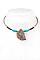 GEMSTONE PENDANT GLASS BEAD CHOKER NECKLACE