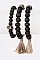 Tassel Accent Golden Nugget Wooden Beads Stretch Bracelet Set