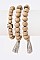 Tassel Accent Golden Nugget Wooden Beads Stretch Bracelet Set