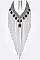 Stylish Rhinestone Tassel Statement Necklace Set LA-GNE2008