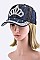Crystal Crown Embellished Fashion Denim Cap
