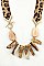 ANIMAL PRINT FRINGE STONE CORD NECKLACE