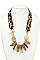 ANIMAL PRINT FRINGE STONE CORD NECKLACE