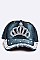 Crystal Crown Embellished Fashion Denim Cap